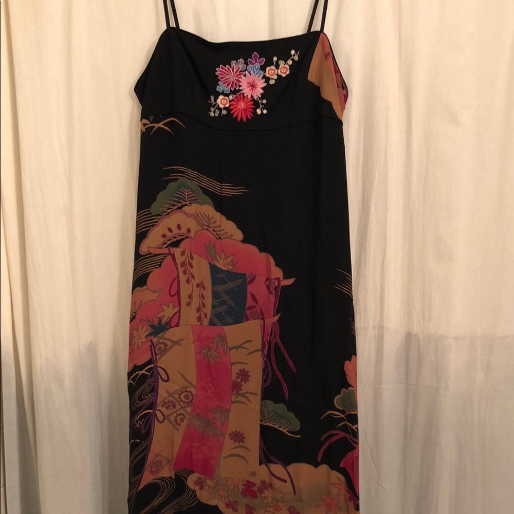 NWT Sue Wong silk floor length maxi sz L